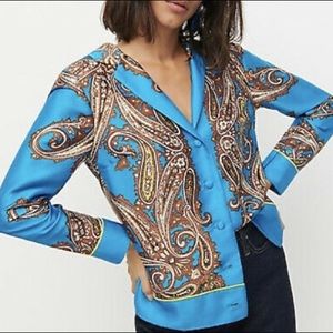 J. Crew Paisley Satin Blouse